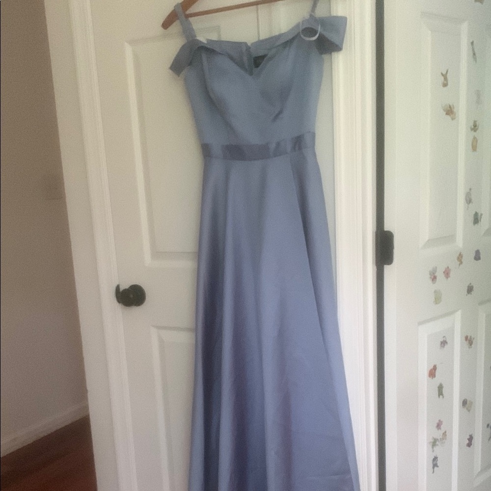Xscape Women's Off-Shoulder Dress - Light Blue - Picture 4 of 7
